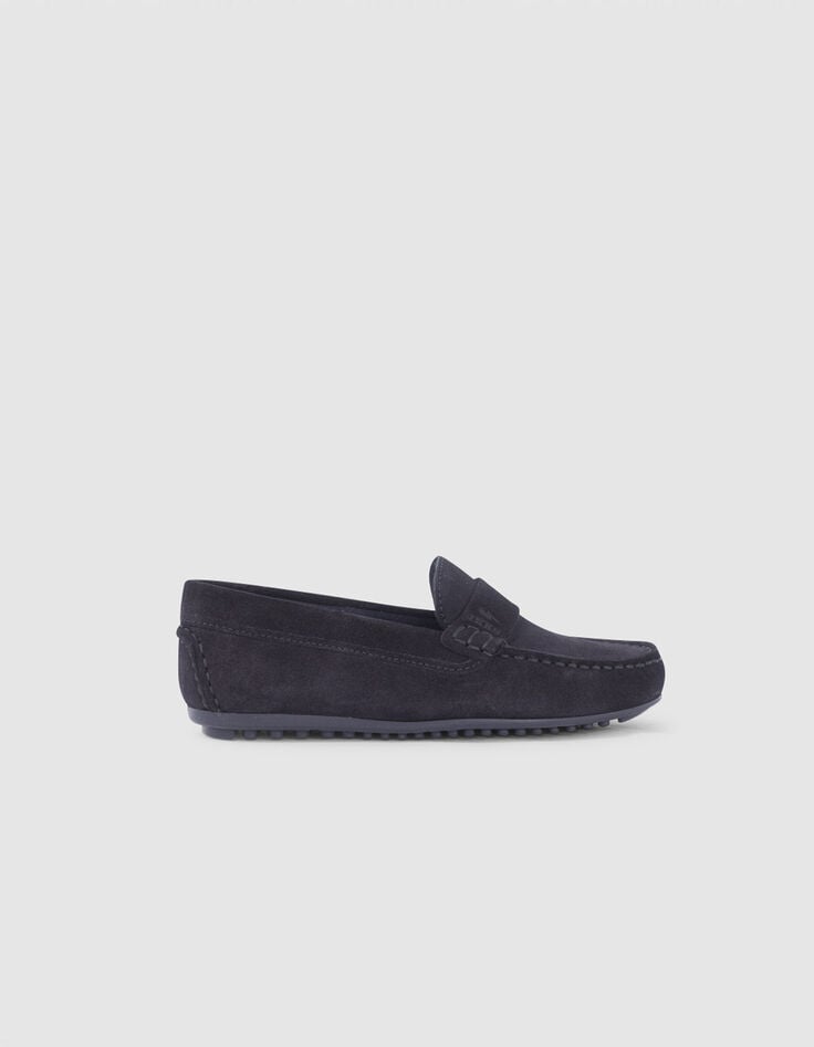 ikks Mocassins navy en cuir velours garçon