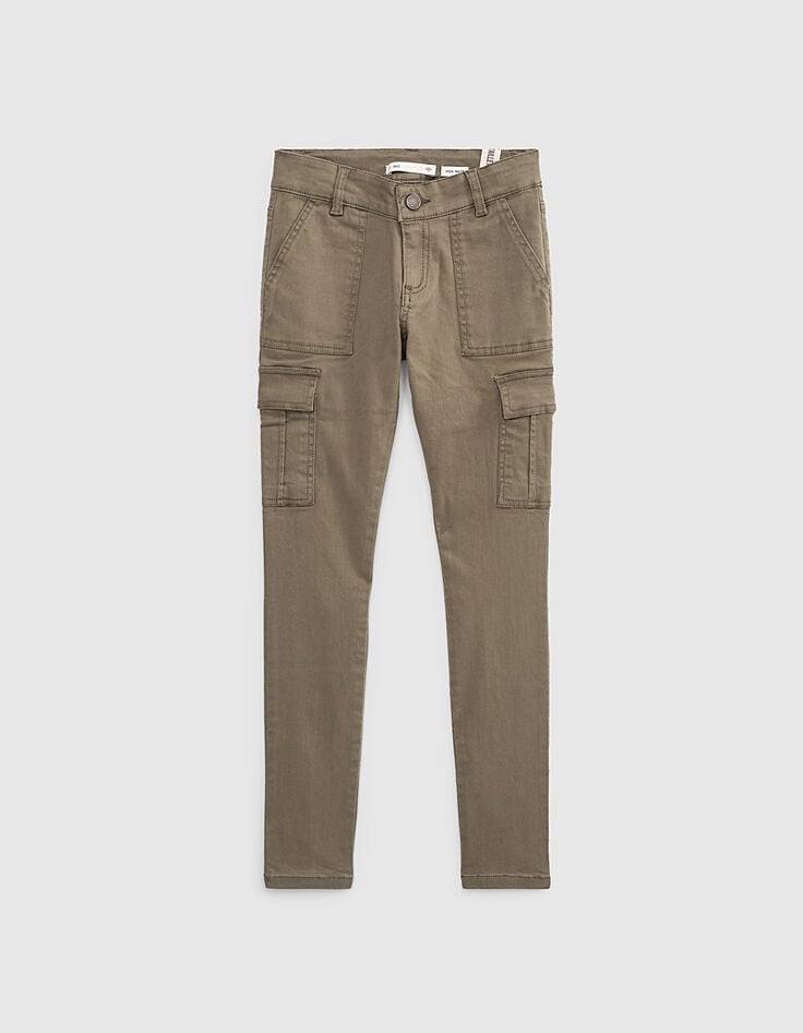 Ikks Pantalon Battle Kaki à Taille Haute Fille