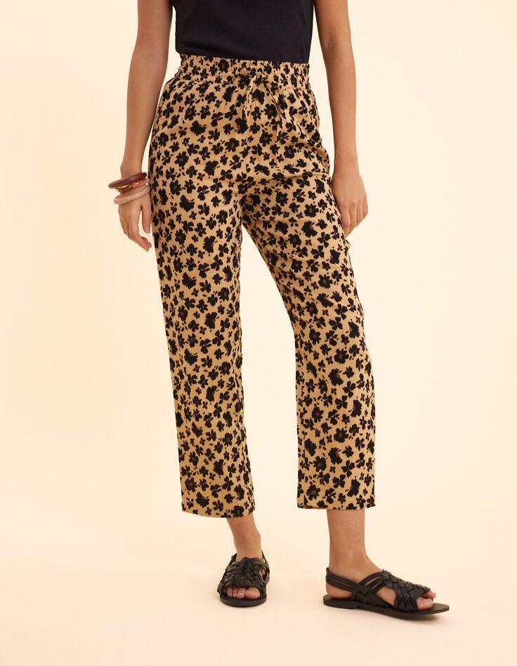 Ikks Pantalon Beige Imprimé Léo Floral I.Code