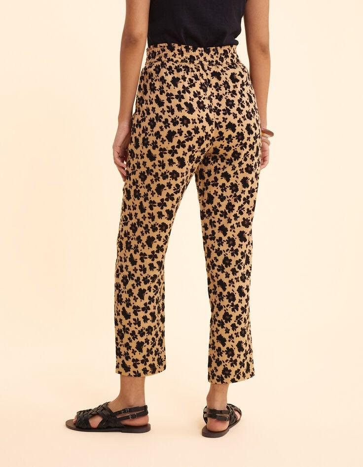 Ikks Pantalon Beige Imprimé Léo Floral I.Code