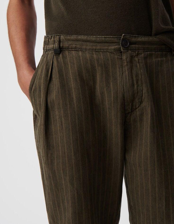 Ikks Pantalon CHINO Kaki Motif Rayures Homme