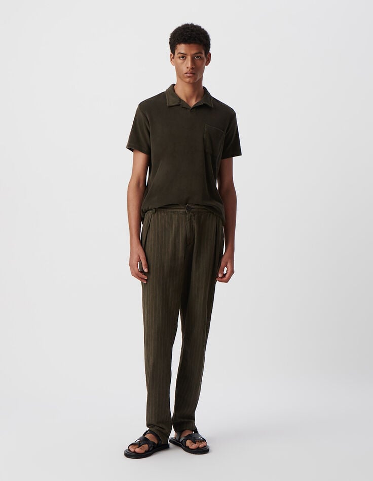 ikks Pantalon CHINO kaki motif rayures Homme