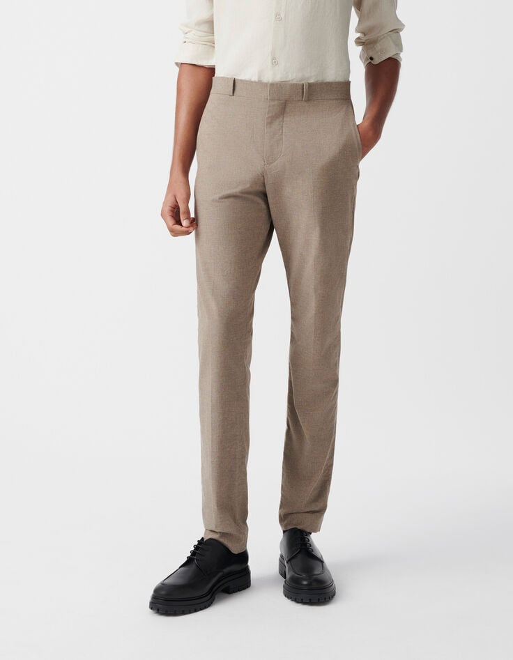 ikks Pantalon CHINO SLIM beige chiné Homme