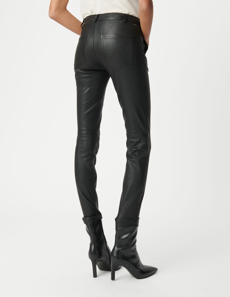 Ikks Pantalon Cuir D'agneau Femme