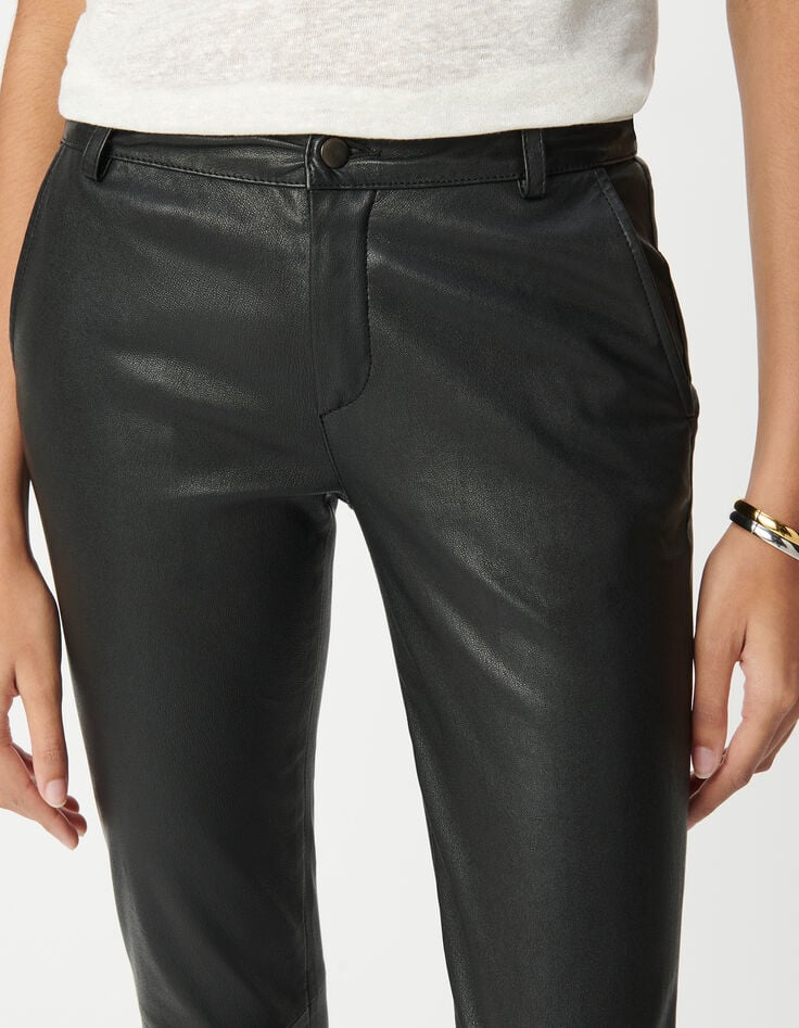 Ikks Pantalon Cuir D'agneau Femme