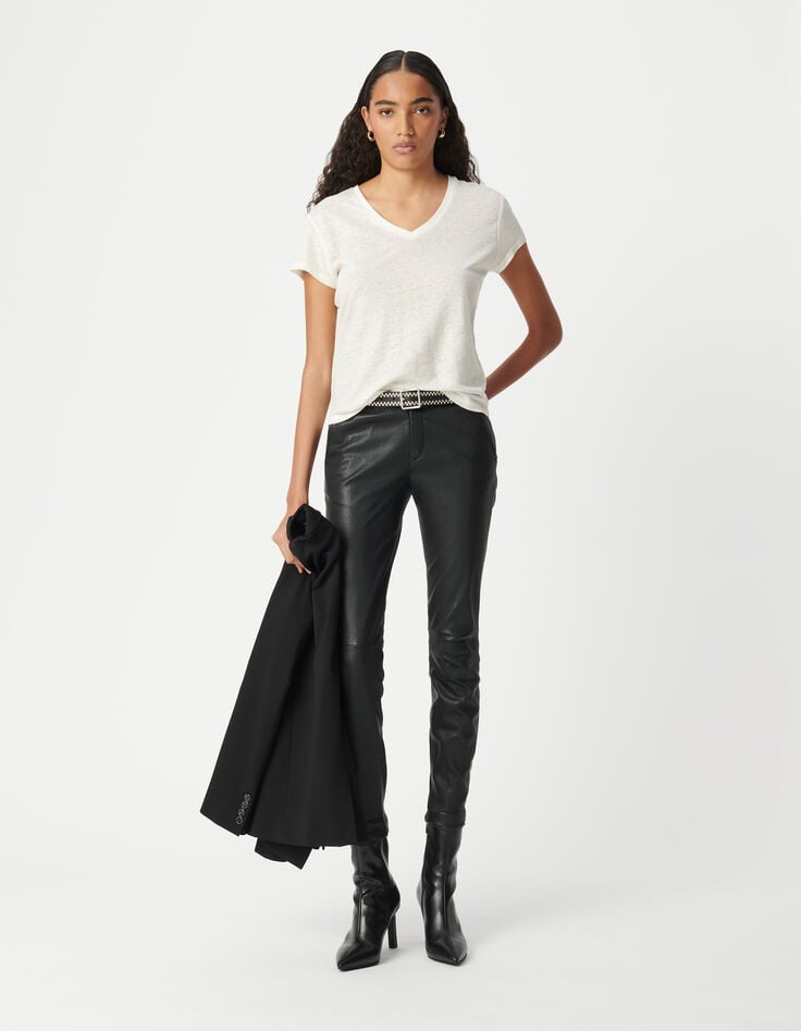 ikks Pantalon cuir d'agneau femme