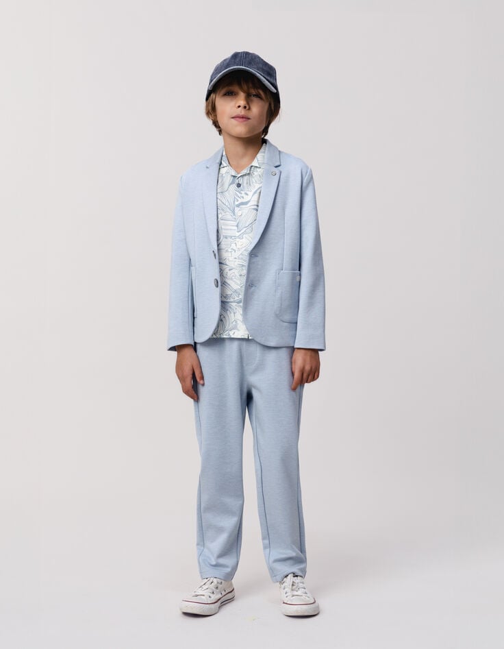 Ikks Pantalon De Costume Bleu Maille Chinée Garçon