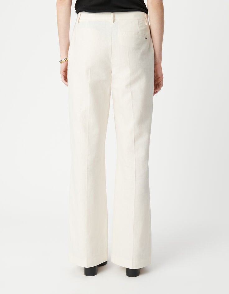 Ikks Pantalon De Costume écru Lin Et Coton Femme