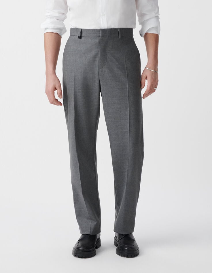 Ikks Pantalon De Costume Gris Laine Mélangée Homme