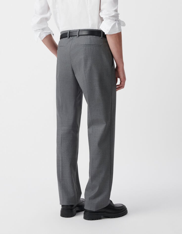 Ikks Pantalon De Costume Gris Laine Mélangée Homme