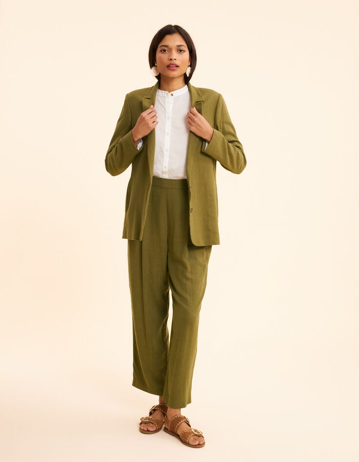 Ikks Pantalon De Costume Kaki Lin Mélangé I.Code