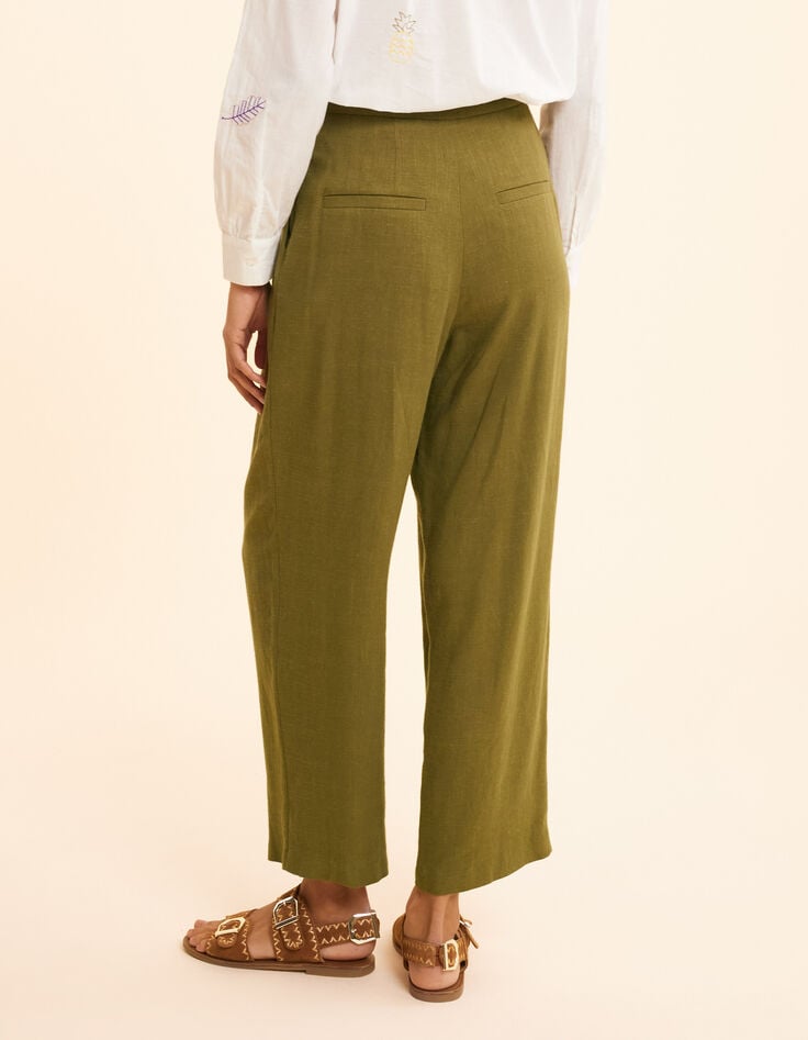 Ikks Pantalon De Costume Kaki Lin Mélangé I.Code