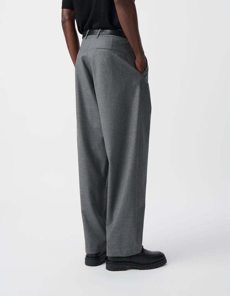 Ikks Pantalon De Costume Large Gris Faux-uni Homme