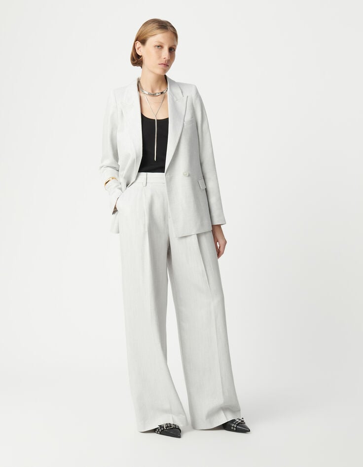 ikks Pantalon de costume large gris pailleté Femme