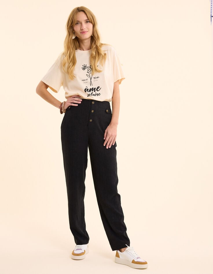 Ikks Pantalon De Costume Noir Coton Lin I.Code