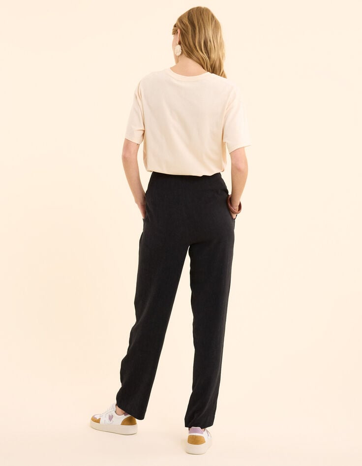 Ikks Pantalon De Costume Noir Coton Lin I.Code