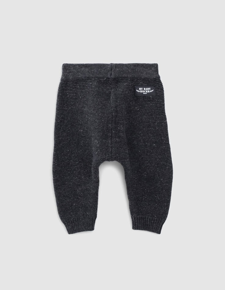 Ikks Pantalon Gris Chiné En Tricot Coton Bio Bébé