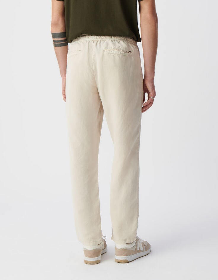 Ikks Pantalon JOGGER Beige Lyocell® Et Lin Homme