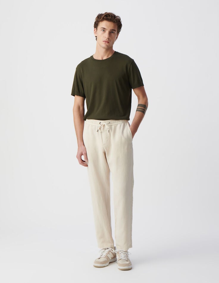 ikks Pantalon JOGGER beige Lyocell® et lin Homme