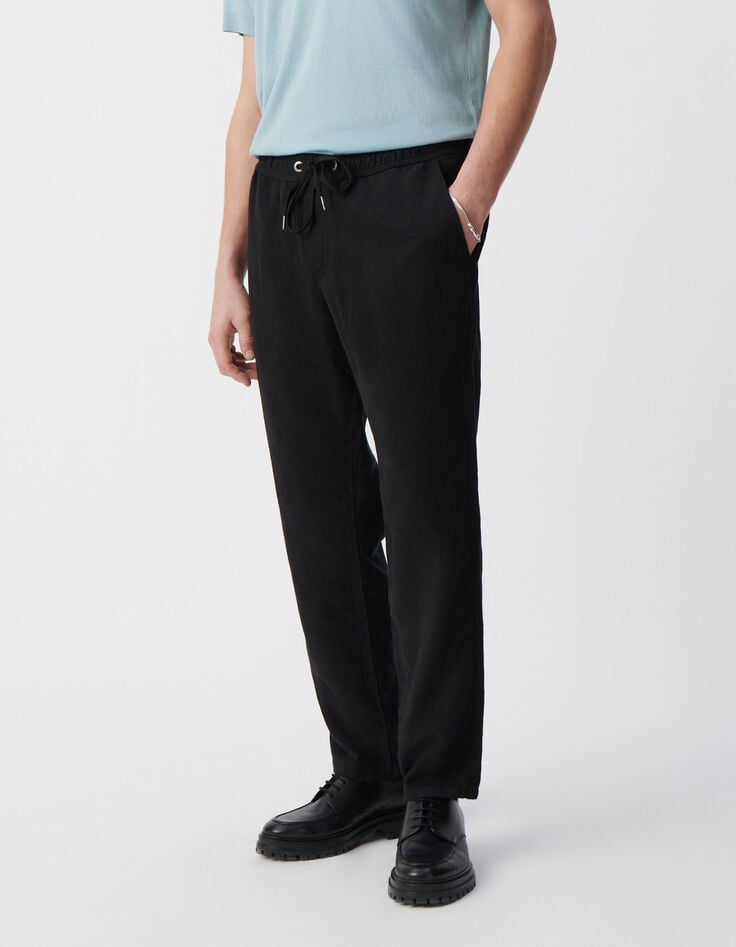 Ikks Pantalon JOGGER Noir Lyocell® Et Lin Homme