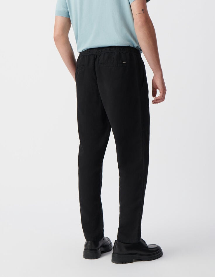 Ikks Pantalon JOGGER Noir Lyocell® Et Lin Homme