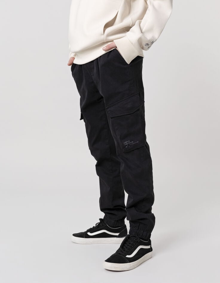 Ikks Pantalon JOGGER Noir Taille élastiquée Garçon