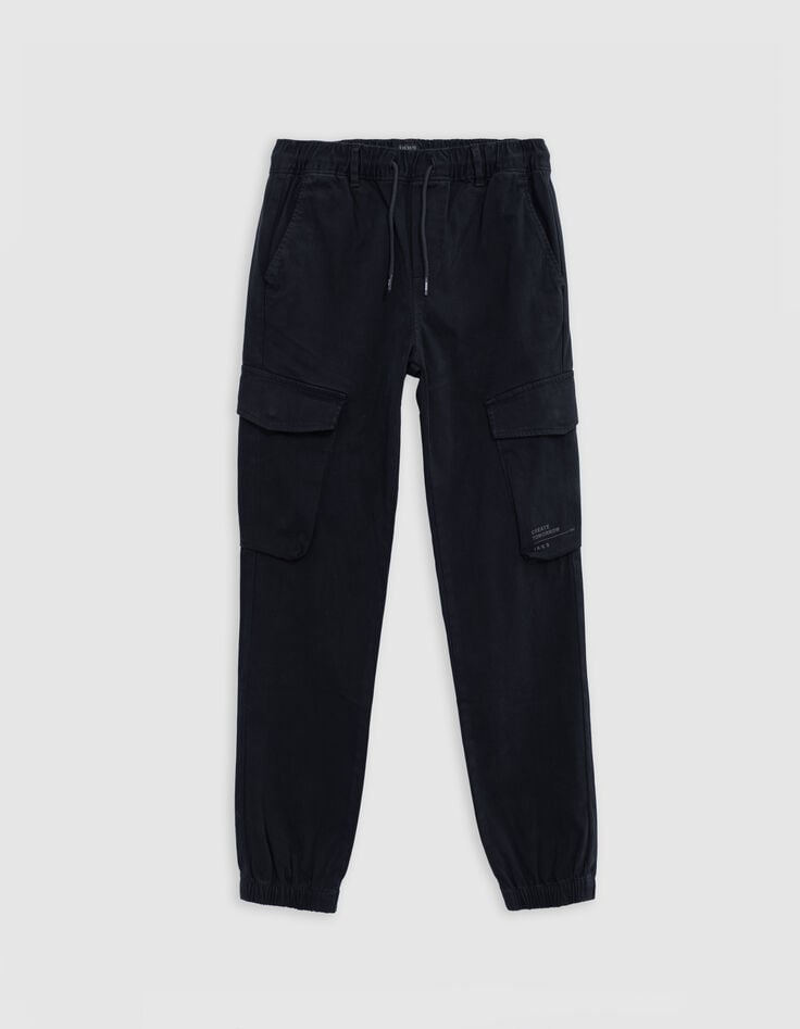 Ikks Pantalon JOGGER Noir Taille élastiquée Garçon