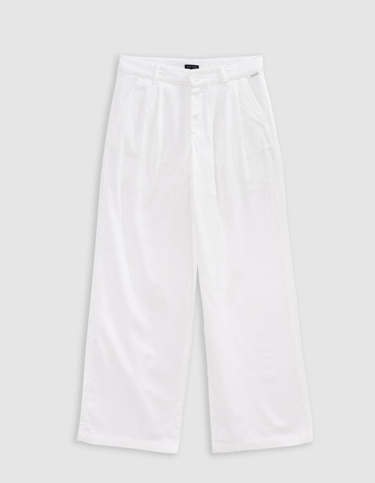 Ikks Pantalon LARGE Blanc Cassé à Pinces Fille