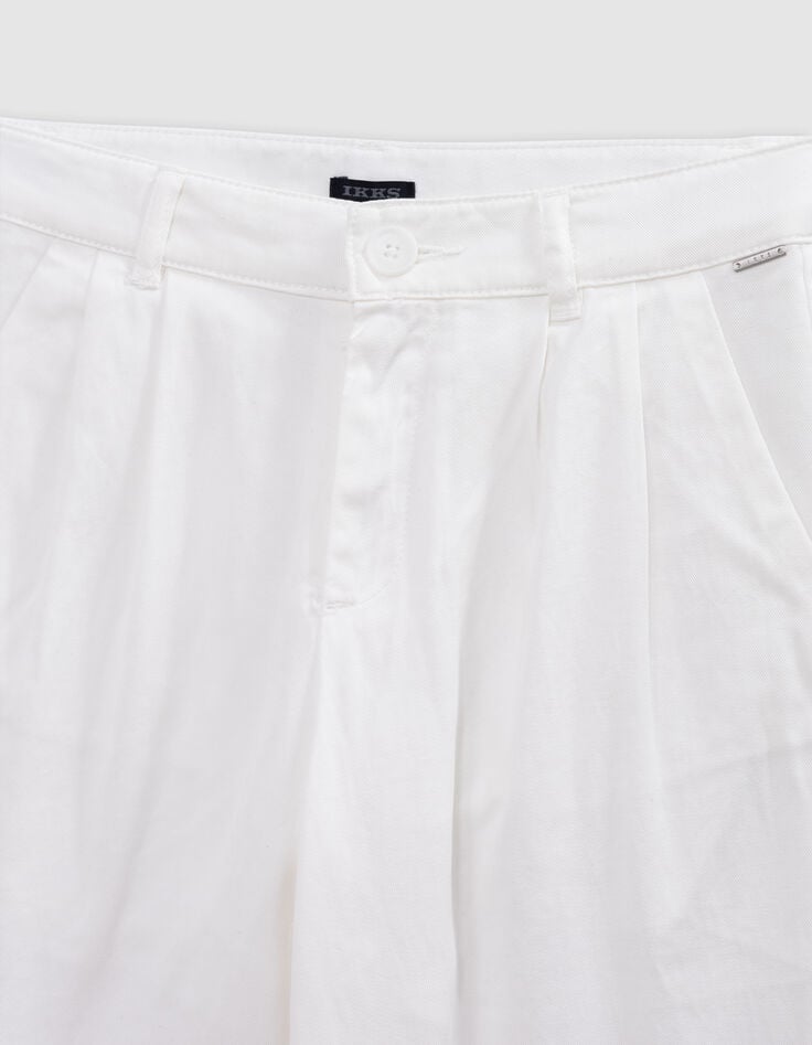 Ikks Pantalon LARGE Blanc Cassé à Pinces Fille