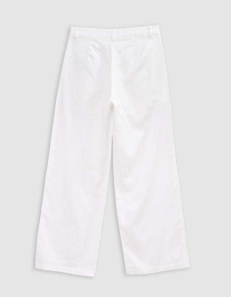 Ikks Pantalon LARGE Blanc Cassé à Pinces Fille
