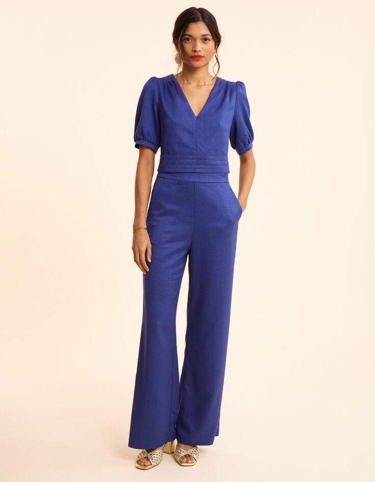 Ikks Pantalon Large Bleu Pailleté I.Code