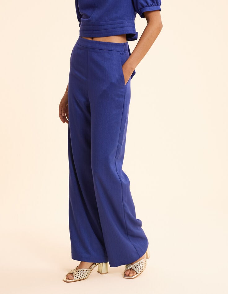 Ikks Pantalon Large Bleu Pailleté I.Code