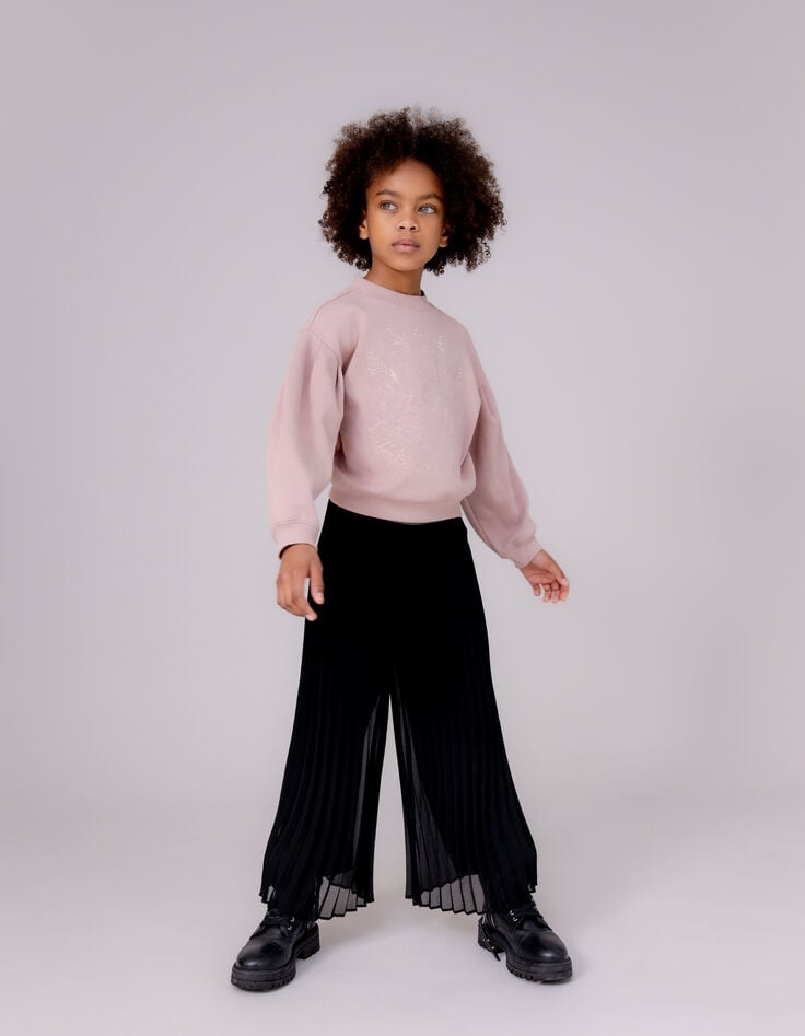 Ikks Pantalon Large Noir Plissé Fille
