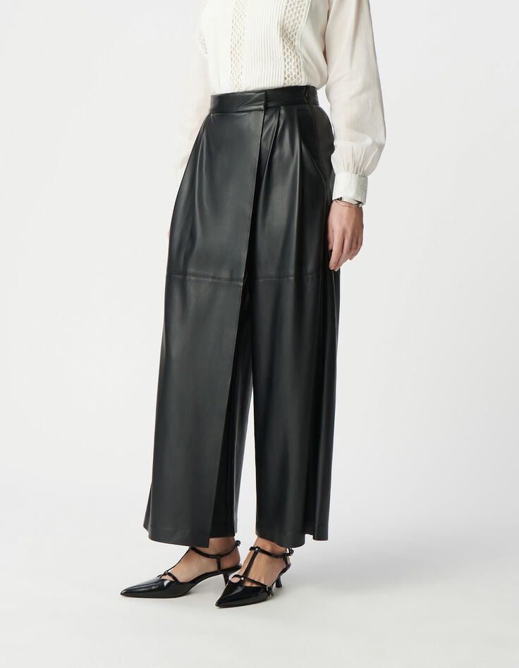 Ikks Pantalon Large Noir Portefeuille Femme