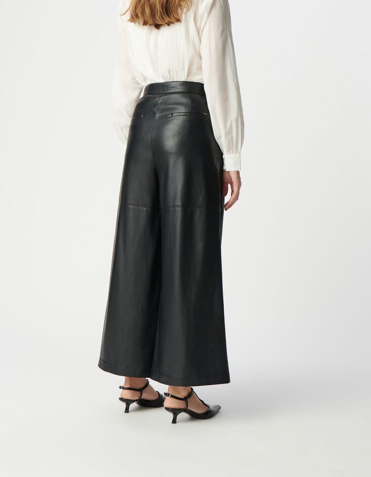 Ikks Pantalon Large Noir Portefeuille Femme