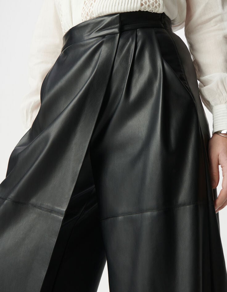 Ikks Pantalon Large Noir Portefeuille Femme