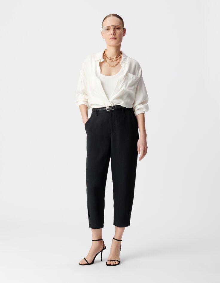 Ikks Pantalon Noir Droit Femme