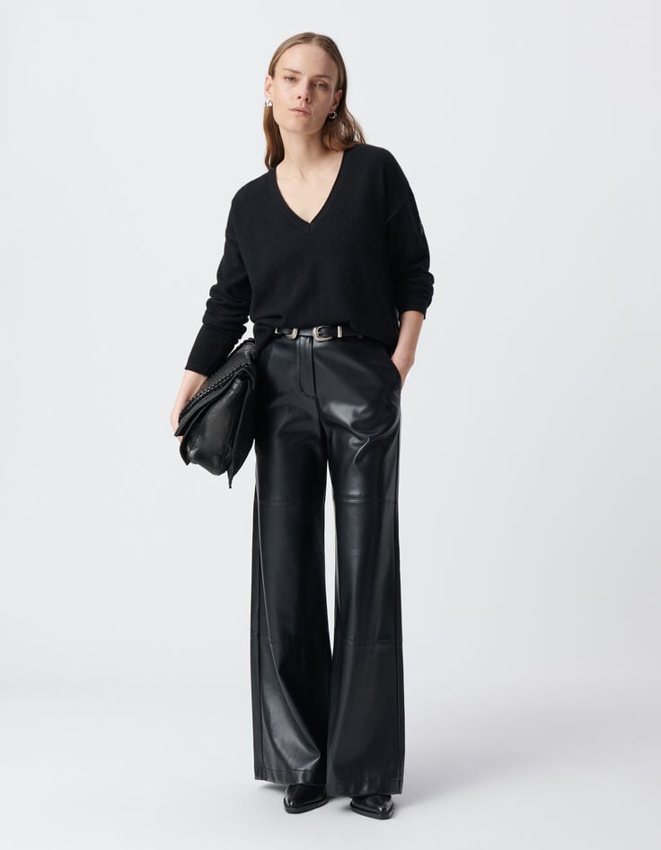 Ikks Pantalon Noir Large Esprit Rock Femme