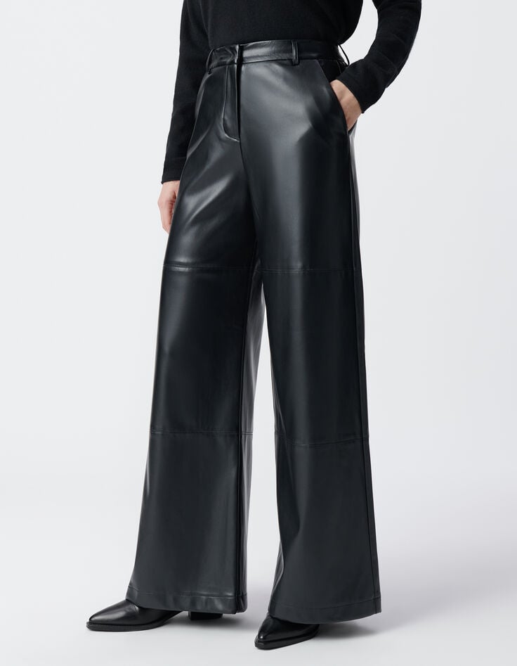 Ikks Pantalon Noir Large Esprit Rock Femme