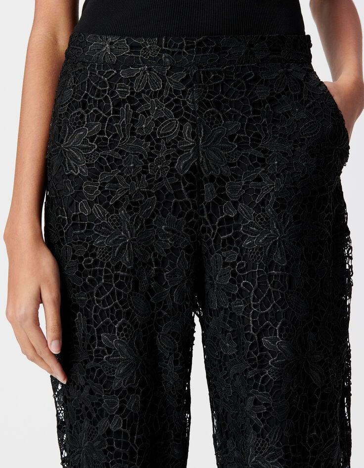 Ikks Pantalon Noir Tout Dentelle Femme