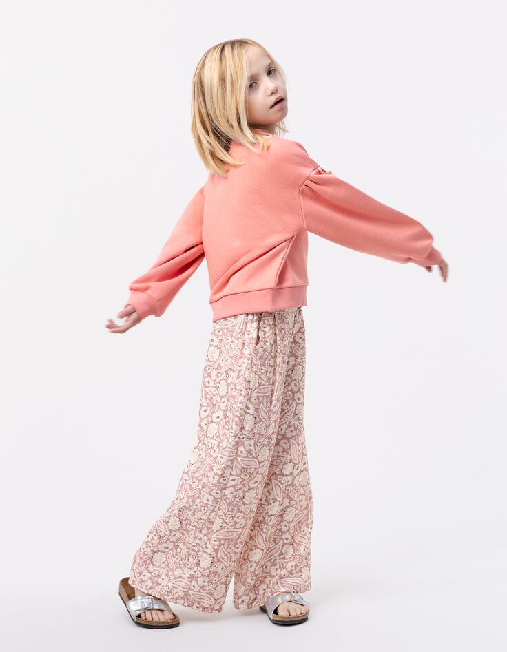 Ikks Pantalon Rose Imprimé Cachemire Floral Fille