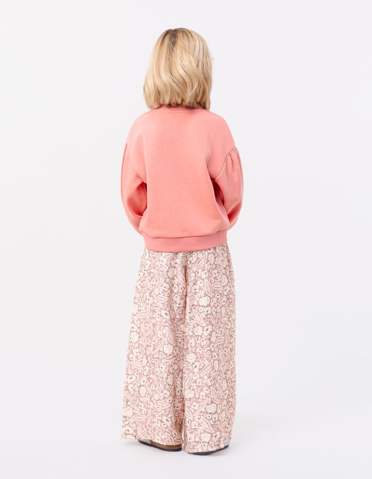 Ikks Pantalon Rose Imprimé Cachemire Floral Fille
