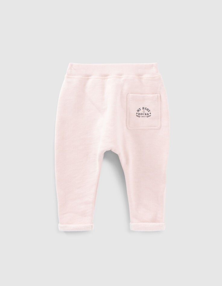 Ikks Pantalon Rose Pâle Molleton Bio Bébé