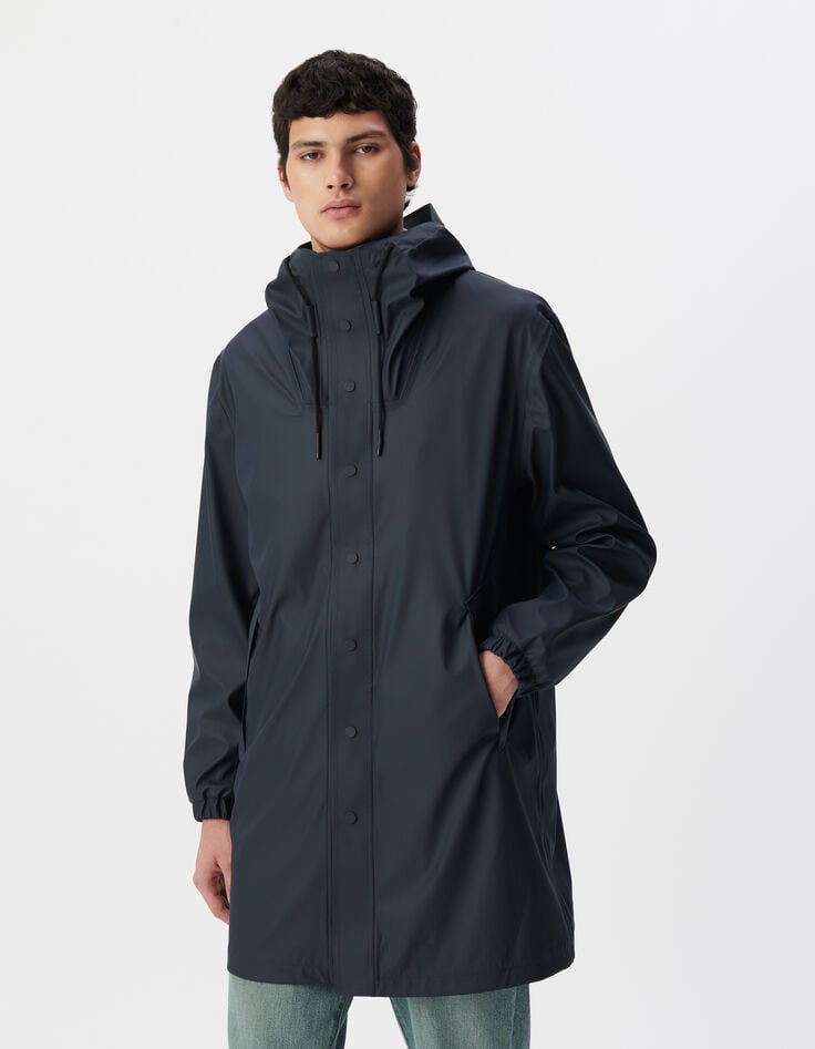 Ikks Parka Marine Nylon Gomme à Capuche Homme