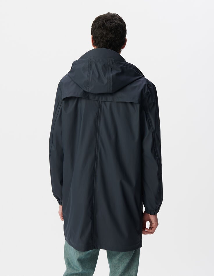 Ikks Parka Marine Nylon Gomme à Capuche Homme