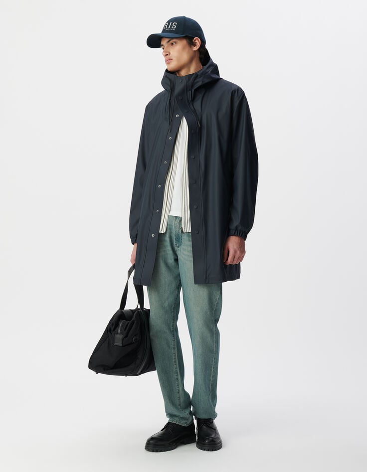 ikks Parka marine nylon gomme à capuche Homme