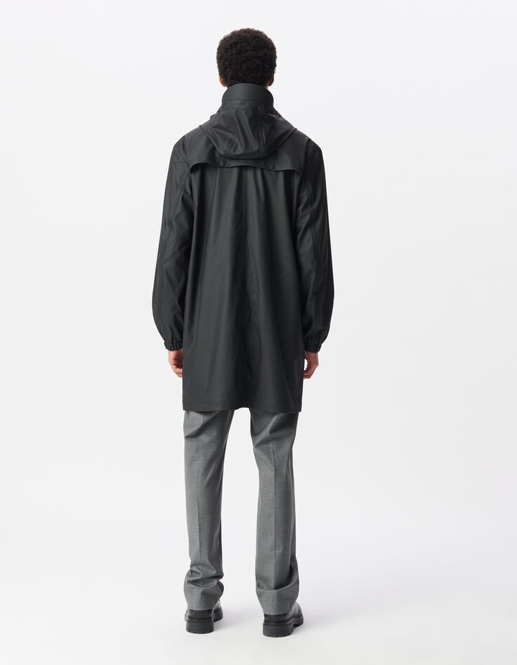 Ikks Parka Noire Nylon Gomme à Capuche Homme