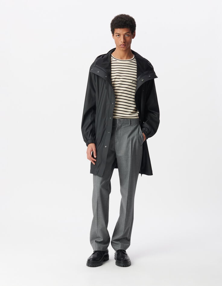 ikks Parka noire nylon gomme à capuche Homme