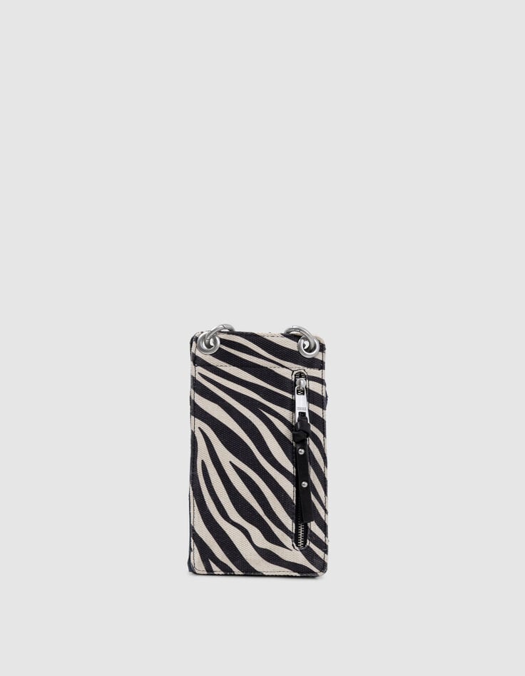 Ikks Phone Bag 111 écru Toile Motif Zébré Femme