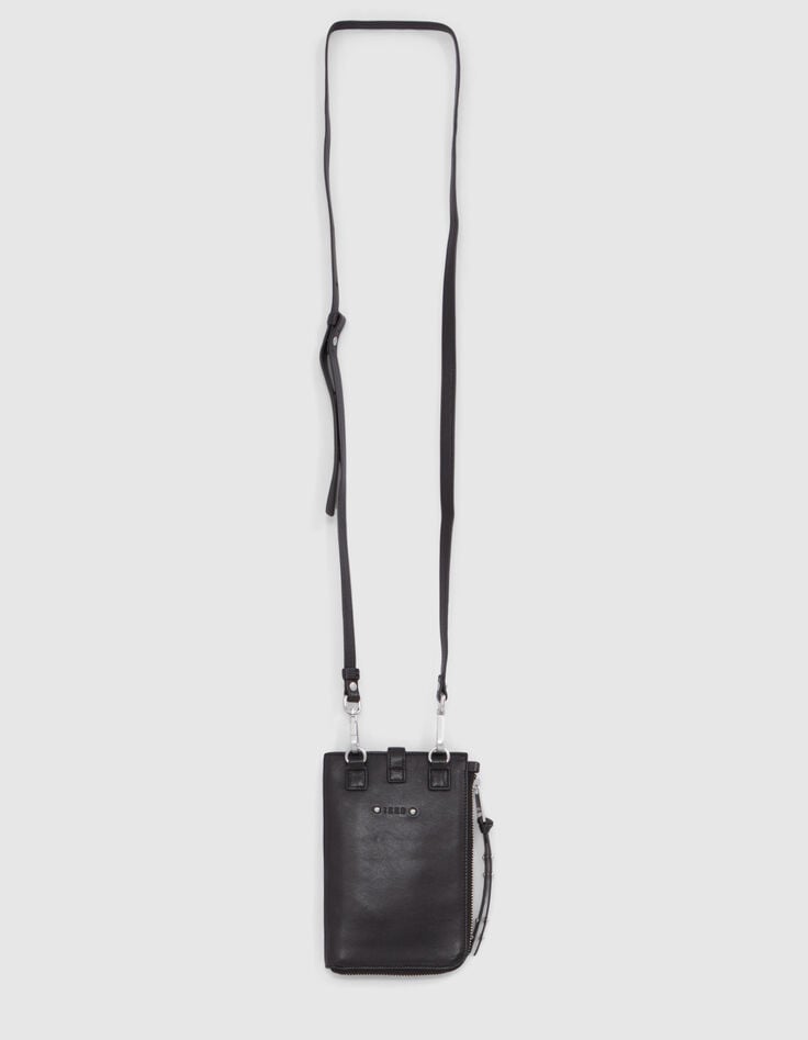 Ikks Phone Bag 1440 Noir Cuir Femme